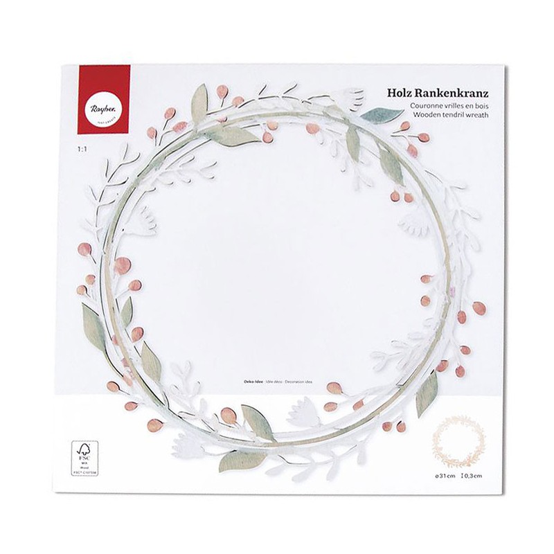 Couronne de fleurs en bois ø31cm