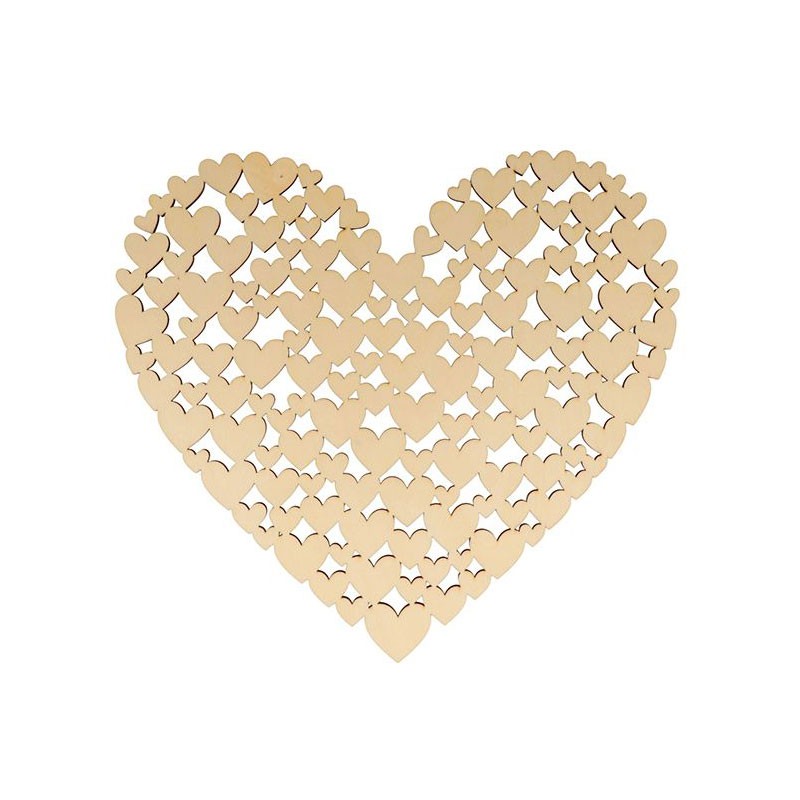 Coeur de coeurs en bois 35x32x0,5cm