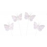 Papillons en plumes micacées x4pcs - Blanc 