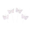 Papillons en plumes micacées x4pcs - Blanc 