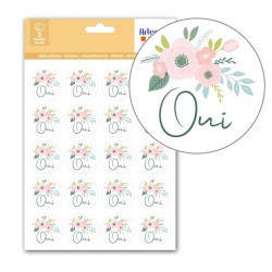 Stickers fleuris "Oui" x3 planches de 20 stickers
