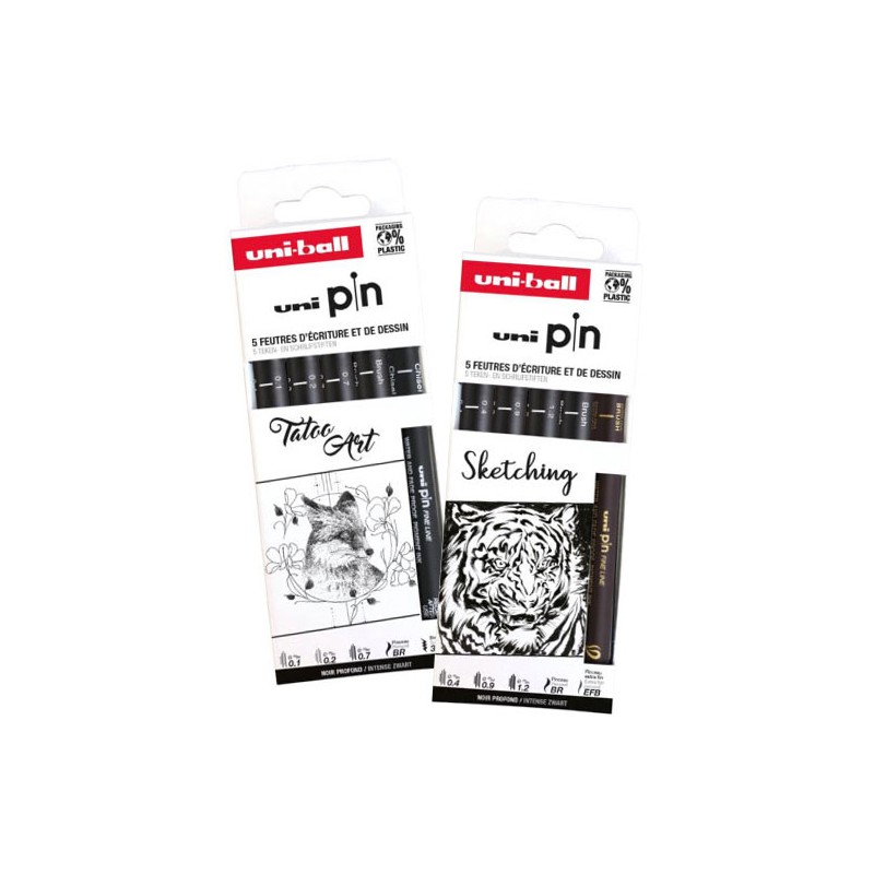 Etui de 5 feutres Uni-Pin pour Tatoos / Sketching