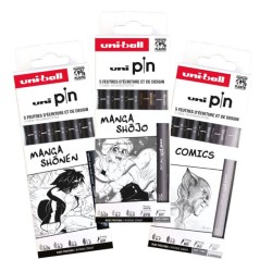 Etuis de 5 feutres Uni-Pin pour Manga/Comics