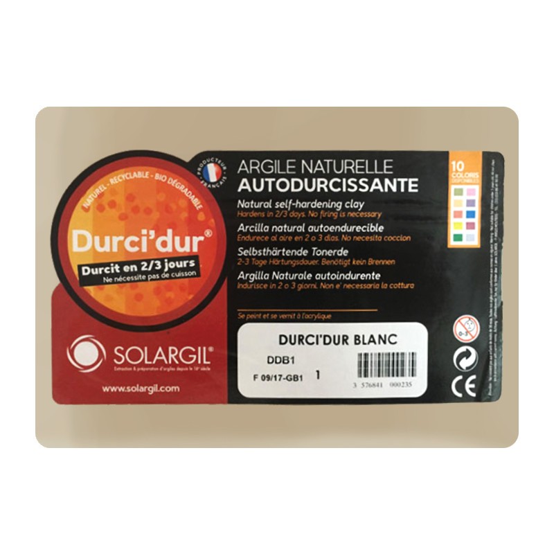 Argile Durci'Dur auto-durcissante blanc ou rouge Solargil 1.5 kg