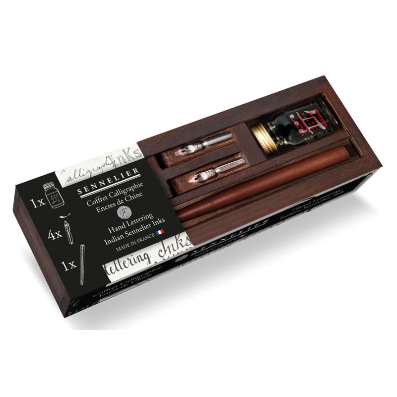 Coffret bois Encre de chine Sennelier