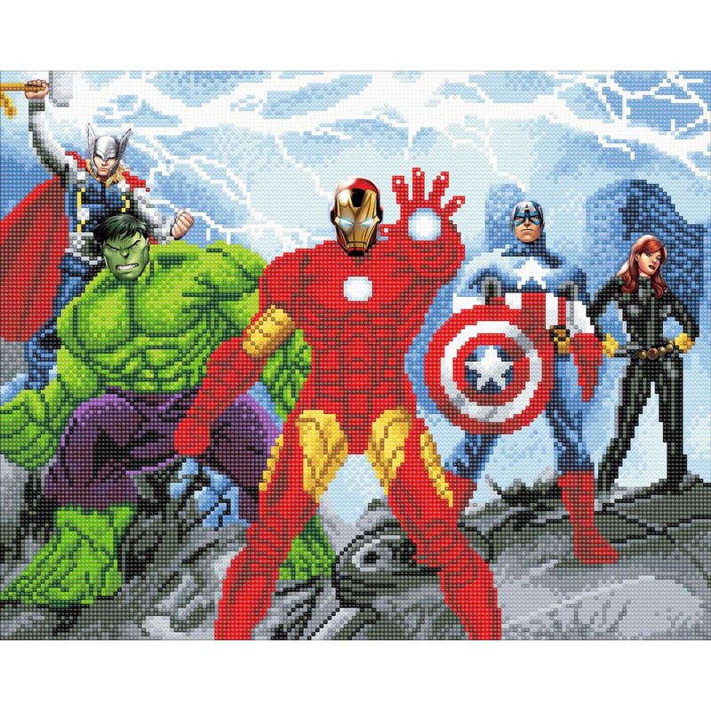 Kit tableau à diamanter Crystal Art 40X22 cm - Avengers