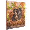 Kit tableau à diamanter Crystal Art 30x30cm - Chiot et chaton dans un panier