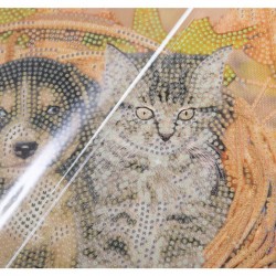 Kit tableau à diamanter Crytal Art 30x30cm - Chiot et chaton dans un panier