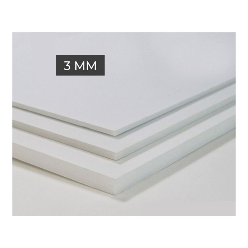Carton mousse blanc 3 mm en A4, A3, 50x70 cm et 70x100 cm