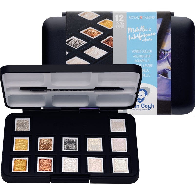 Pocketbox aquarelle Métallisée / Irisée  Van Gogh de 12 demi-godets