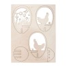 Pièces en bois à insérer oeufs ø8cm, Coq et fleurs