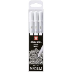 Set 3 stylos à encre gel Gelly Basic blanc - 0,3/0,4/0,5mm