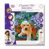 Kit tableau à diamanter Crystal Art 30x30cm - Chien et fleurs