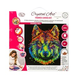 Kit tableau à diamanter Crystal Art 30x30cm - Loup multicolore