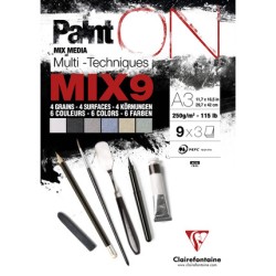 Blocs multi-techniques Paint On Mix 9, assortiment de 9 papiers Paint On x3 fls