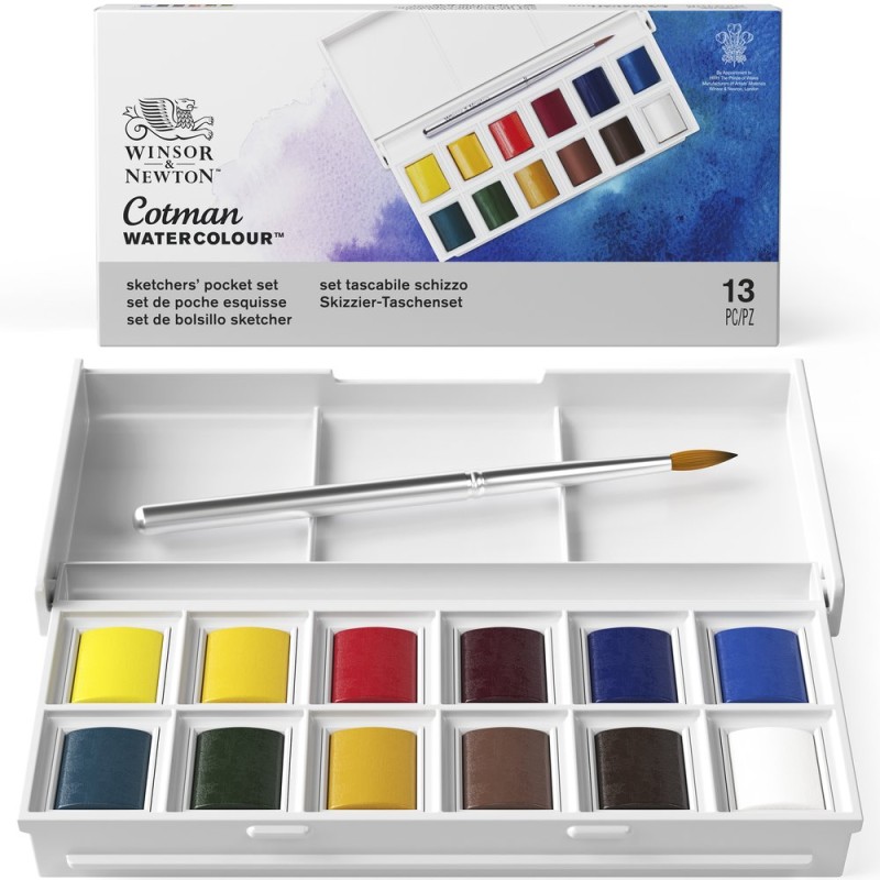 Boîte plastique "Sketcher" aquarelle Cotman x12 1/2 godets