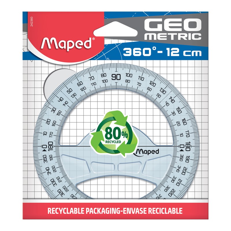 Rapporteur circulaire et 1/2 circulaire Géometric - 12 cm