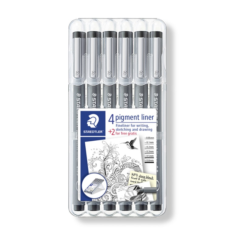 Etui de 6 feutres calibrés Pigment Liner (4+2 gratuits)