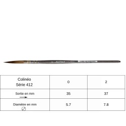 Pinceau à lavis extra-fin Colinéo en martre de Kolinsky synthétique, série 412