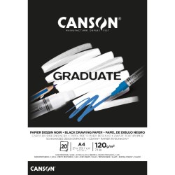 Bloc Dessin Noir Graduate 120 g/m², 20 fls collées un coté
