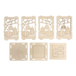 Kit DIY - Mini lanterne en bois à monter Courges 8,5x8,5x11,7cm