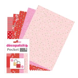 Pochette Décopatch Pocket n°28, 5 feuilles 30x40 cm assorties