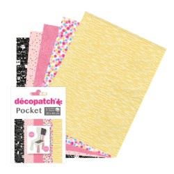 Pochette Décopatch Pocket n°29, 5 feuilles 30x40 cm assorties