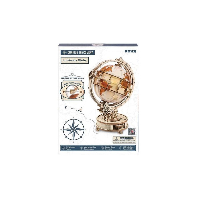 Maquette 3D Globe terrestre lumineux Puzzle 3D Robotime en bois