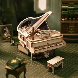 Maquette 3D en bois - Piano musical mécanique 