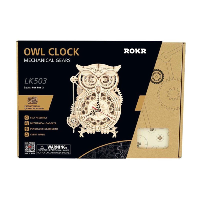 Maquette 3D en bois - Horloge pendule hibou