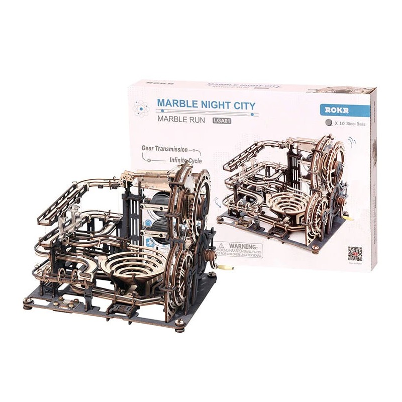 Maquette 3D en bois - Circuit à billes Night City