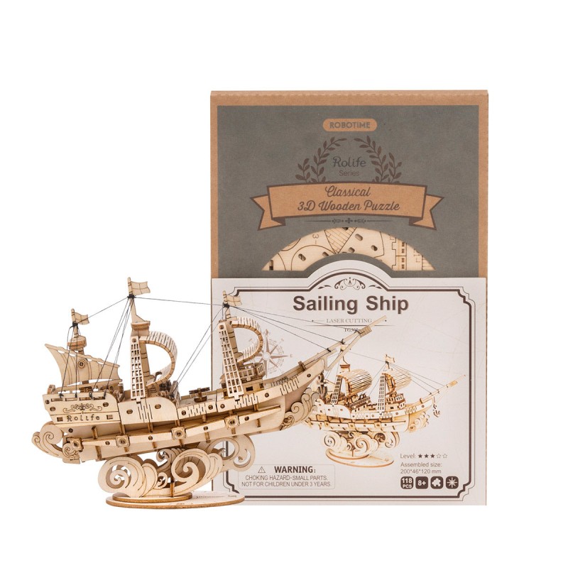 Maquette 3D Bateau 3 voiles - Puzzle 3D Robotime en bois