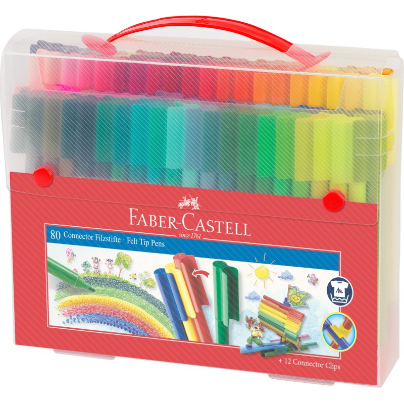 Mallette de 80 feutres de coloriage Connector Faber Castell
