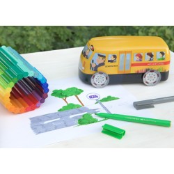 Coffret Bus scolaire en métal de 33 feutres de coloriage Connector