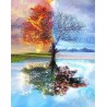 Peinture par numéros sur chassis 40x50cm - Arbre 4 saisons