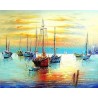 Peinture par numéros 40x50cm sur toile roulée - Voiliers au port