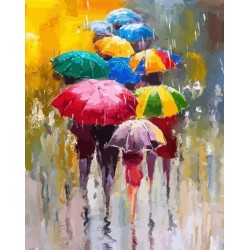 Peinture par numéros 40x50cm sur toile roulée - Farandoles de parapluies 2