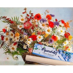 Peinture par numéros 40x50cm sur toile roulée - Bouquet multicolore