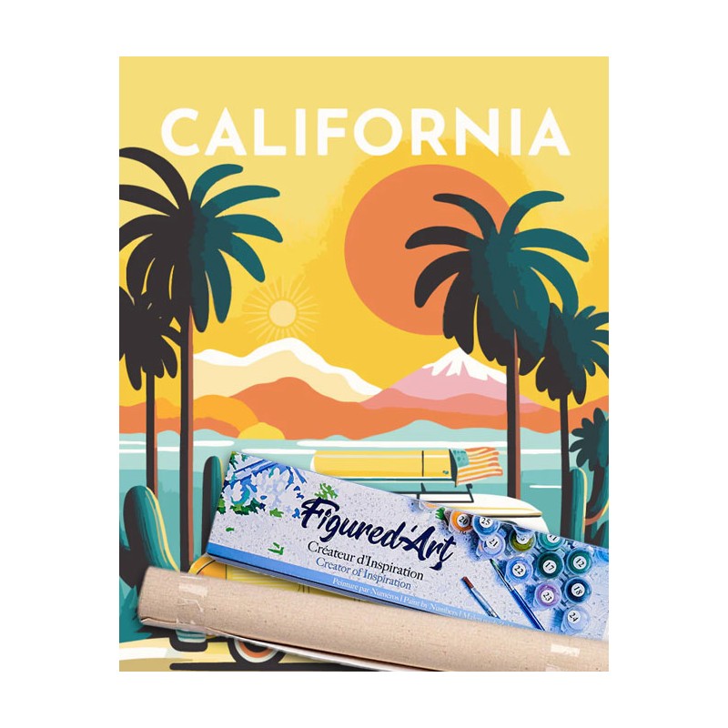 Peinture par numéros 40x50cm sur toile roulée - Affiche vintage Californie