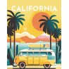 Peinture par numéros 40x50cm sur toile roulée - Affiche vintage Californie