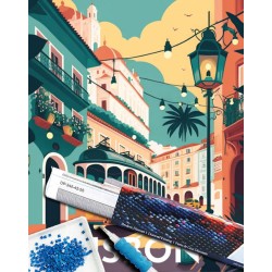 Broderie diamant 40x50cm sur toile roulée - Affiche poster Lisbonne