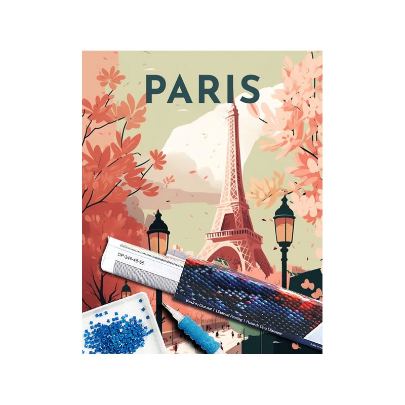 Broderie diamant 40x50cm sur toile roulée - Affiche poster Paris 2