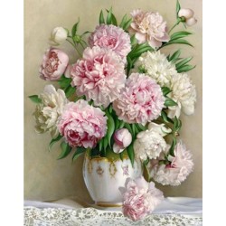 Broderie diamant 40x50cm sur toile roulée - Bouquet de pivoines
