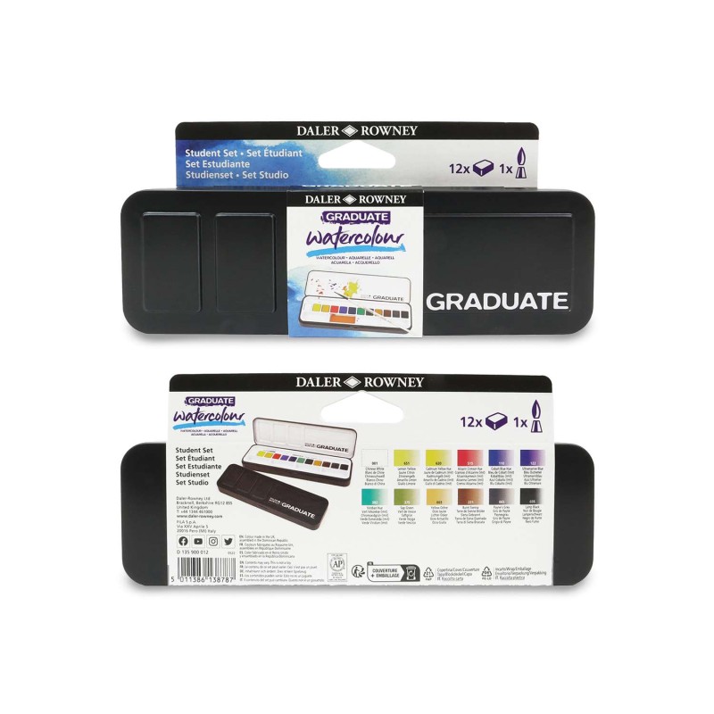 Set Voyage Aquarelle Daler Rowney Aquafine - 24 Godets, Pinceau & Palette