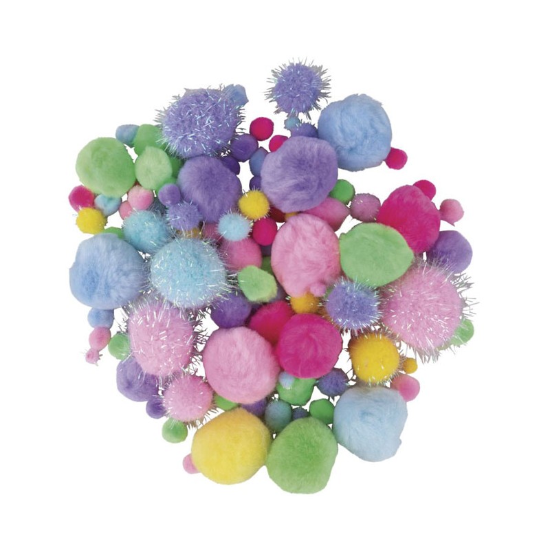 Pompons assortis Métallic ø0,5cm à ø4,5cm x120pcs - Colorés