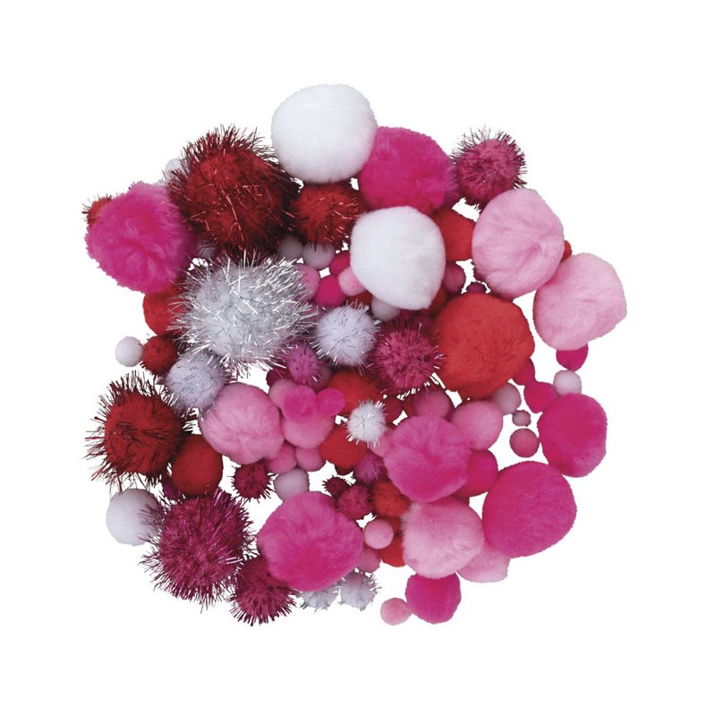 Pompons assortis Métallic ø0,5cm à ø4,5cm x120pcs - Rosé