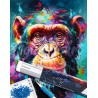 Broderie diamant 40x50cm sur toile roulée - Chimpanzé coloré abstrait