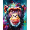 Broderie diamant 40x50cm sur toile roulée - Chimpanzé coloré abstrait