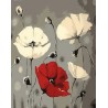 Peinture par numéros 40x50cm sur toile roulée - Fleurs rouge et blanches