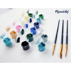 Peinture par numéros sur chassis 40x50cm - Oiseaux et arbre fruitier